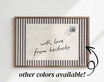 custom from Kentucky with love from Kentucky wall art, vintage postcard print, rustic farmhouse kitchen decor, personalized home decor gifts