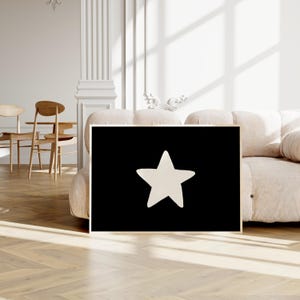 Black Star Prints Horizontal Wall Art Minimalist Wall Decor College Dorm Room Poster Black Prints For Home Trendy Hand Drawn Star Art Decor