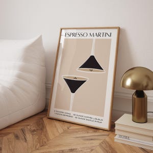Expresso Martini Art Trendy Bar Cart Print Minimalist Retro Alcohol Decor Cocktail Drink Print Modern Kitchen Art Brown Aesthetic Wall Art