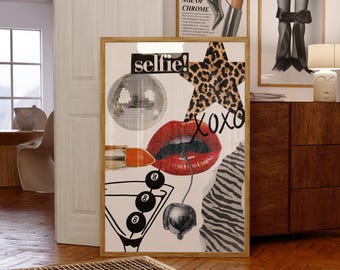 trendy dorm decor fashion collage poster luxury leopard decor disco wall art luxury fashion prints for over bed girly y2k poster martini art