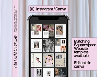 Modern Aesthetic Instagram Template Bundle for Photographer, Stylist and creatives edit with Canva
