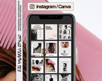 Modern Aesthetic Instagram Template Bundle for Hair & Beauty Stylists, Professionals and Salons made with Canva