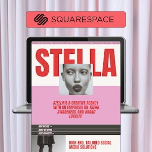 Bold, Red & Pink Squarespace Website Template for Media Professionals and Creative Agency. Easy to set up with matching instagram templates