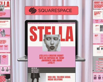 Bold, Red & Pink Squarespace Website Template for Media Professionals and Creative Agency. Easy to set up with matching instagram templates