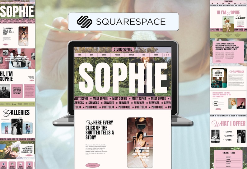Squarespace alternative wedding Website Template for Photographers Selling Prints & booking Sessions image 1