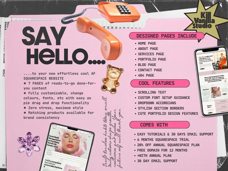 Bold, Pink Squarespace Website Template for Creative Agencies, Coaches, Marketing professionals afbeelding 2