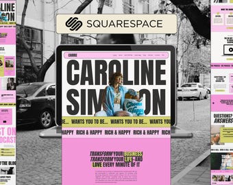 Fun Pink & Green Squarespace Website Template designed for business coaches and female entrepreneurs