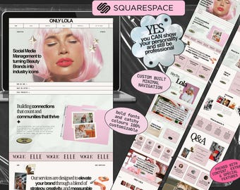 Bold, Pink Squarespace Website Template for Creative Agencies, Coaches, Marketing professionals
