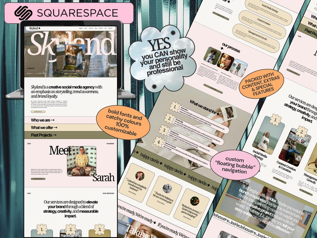 Squarespace 7.1 Retro Website Template for Creative Agencies & Design ...