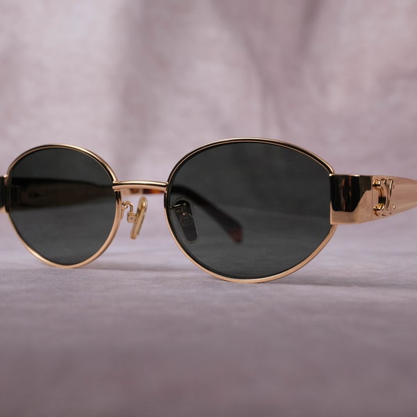 Vintage Celine CL40235U Golden Frame Sunglasses Vunette Brille Y2K Shades