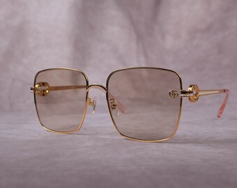 Vintage Gucci GG1295S Golden Frame GG Logo Sonnenbrille Vunette Brille Y2K Shades