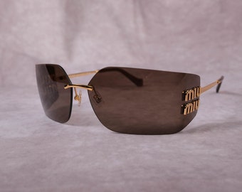 Vintage Miu Miu SMU54Y Rahmenlose Sonnenbrille Luxus Lunette Brille Y2K Shades Eyewear, Geschenk für Sie