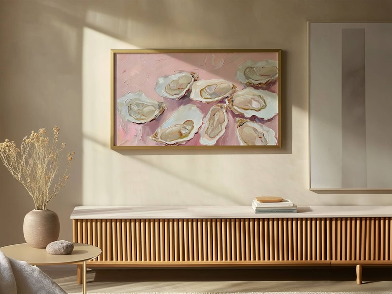Oyster Shell Abstract Painting: Coastal Frame TV Art (digital Download ...
