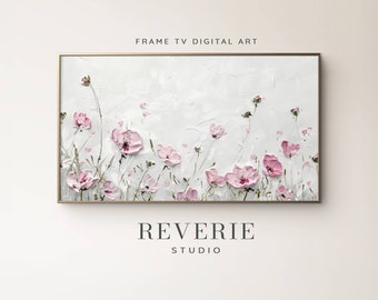 Textured Floral Frame TV Art: Pink Spring Flowers (Digital Download)