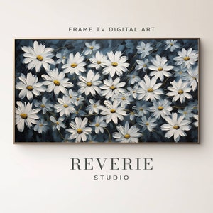 Dark Floral Daisies Frame TV Art: Spring Screensaver (Digital Download)