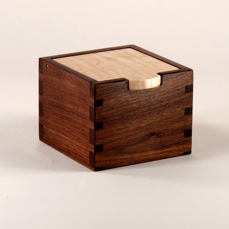 Small Reclaimed Walnut and Maple Wooden Box Etsy
