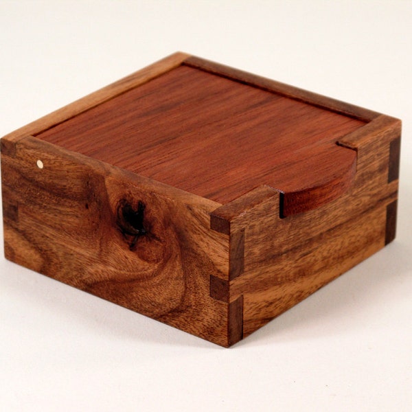 Ring Box of Reclaimed Knotty Walnut and Mahogany
