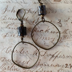 Industrial Rustic Metal Aritisan Geometric Brass Earrings