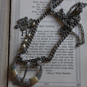 Antique Assemblage Necklace Vintage Art Deco Retro Buckle