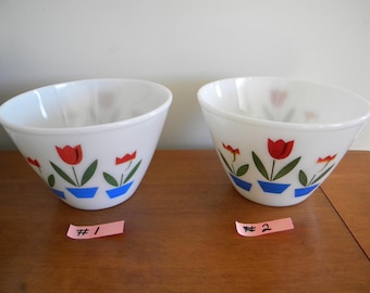 Vintage Fire King Tulip Bowl Set: Grease Jar, Salt & Pepper