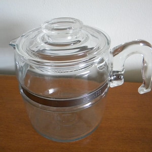 Vintage PYREX 4-6 cup Flameware Glass Coffee Percolator #7756 POT & LID only