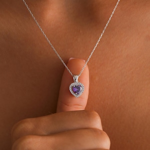 Amethyst Heart Necklace: Sterling Silver February Birthstone Pendant