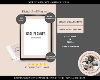 Goal Setting Planner to Crush Your Goals, Printable Action Planner, Annual Goals Tracker, Self Improvement, Workout Planner, Goals Organizer