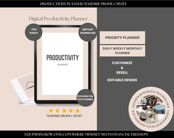 Productivity Planner to Get Things Done, To Do List Planner, Daily Weekly Monthly Planner, 30 Days Challenge Focus Tracker, Pomodoro Planner