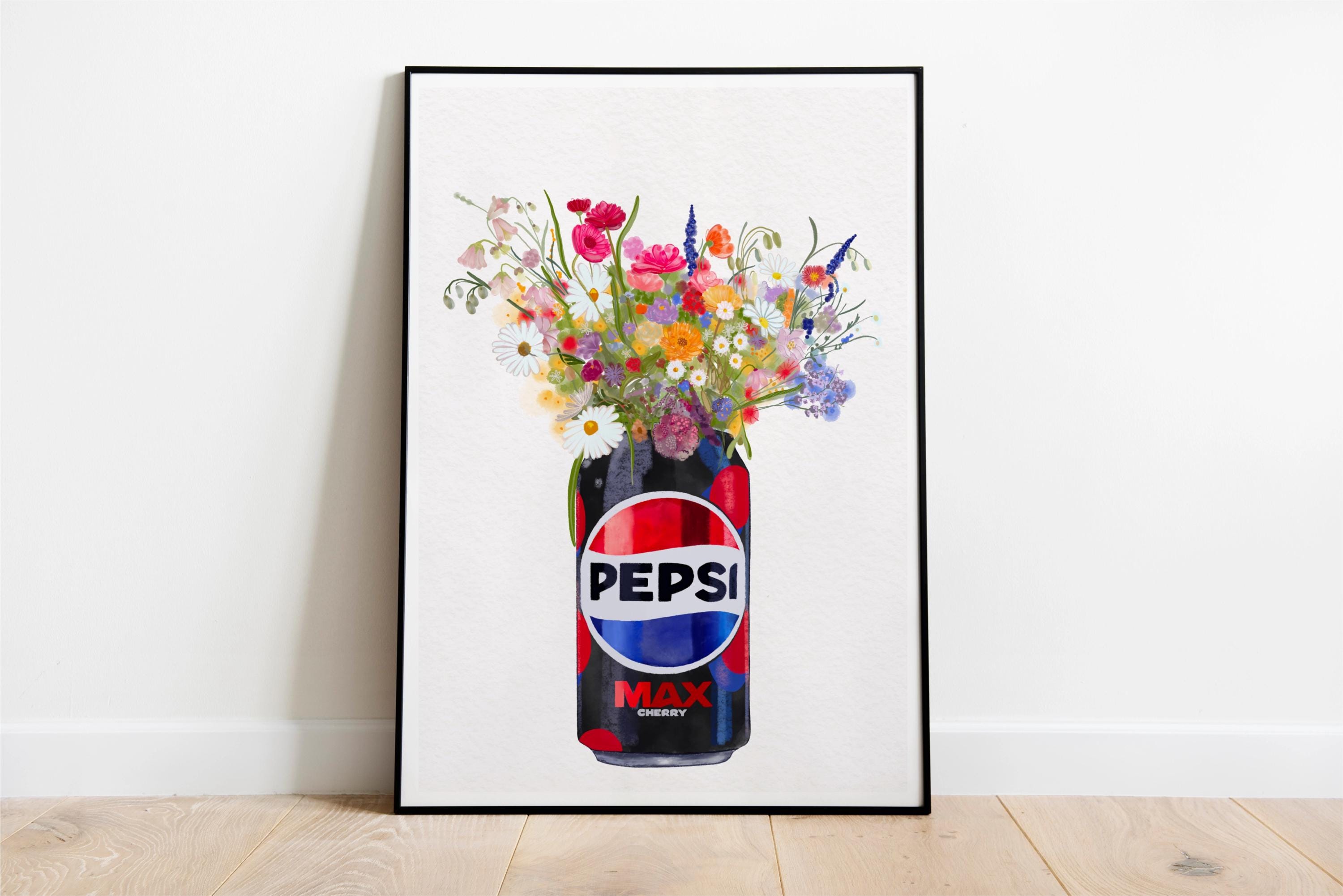 Pepsi Max Cherry Can Inspired Vase With Colourful Wildflowers Art
