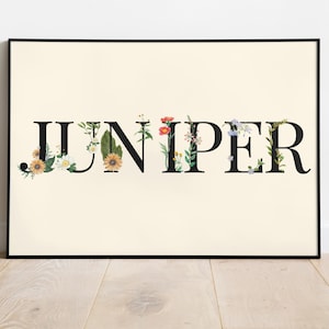 Nombre o frase personalizada en estilo floral de jardín secreto, sin marco, tamaño A5, A4, A3, bonito nombre para casa infantil, número, niños, guardería, dormitorio.