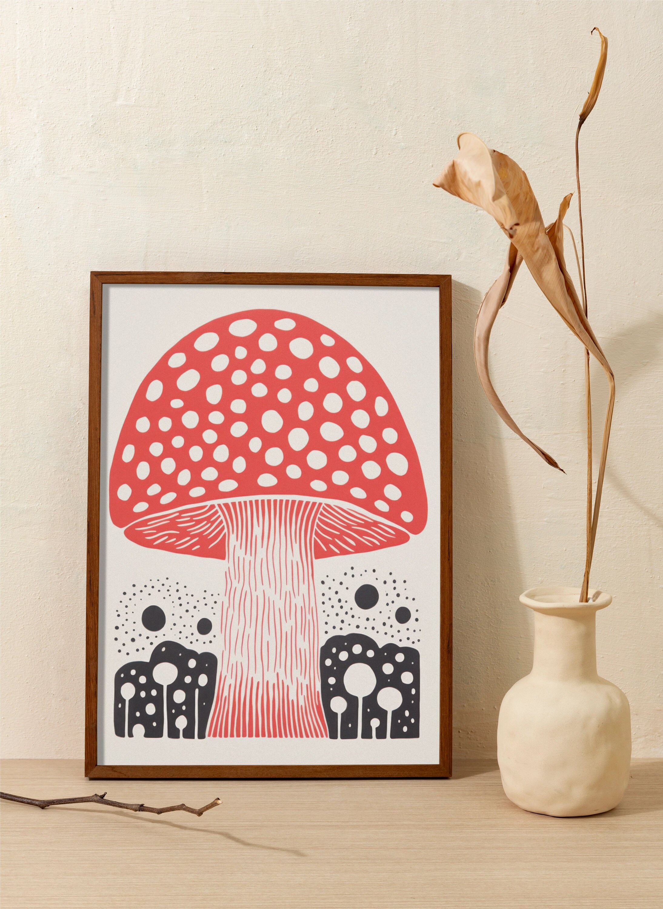 【2025年新作】 Toadstool Style Scandi Mushroom Retro Individually, or Set アート・デザイン・音楽