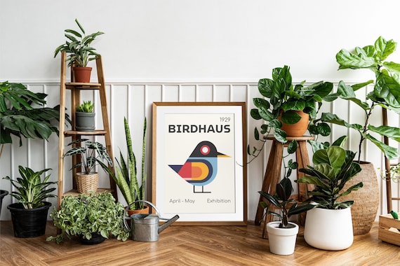 Bauhaus Style 'birdhaus' Scandi Art Print, Wall Art, Bird