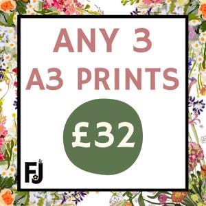 Any 3 A3 Prints Bundle Unframed, Scandi, Food, Breakfast, Colourful, Yorkshire Tea, Aperol, Wine, Alcohol, Bauhaus, Gin, Colourful, Cottage image 1