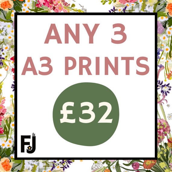 Any 3 A3 Prints Bundle Unframed, Scandi, Food, Breakfast, Colourful, Yorkshire Tea, Aperol, Wine, Alcohol, Bauhaus, Gin, Colourful, Cottage