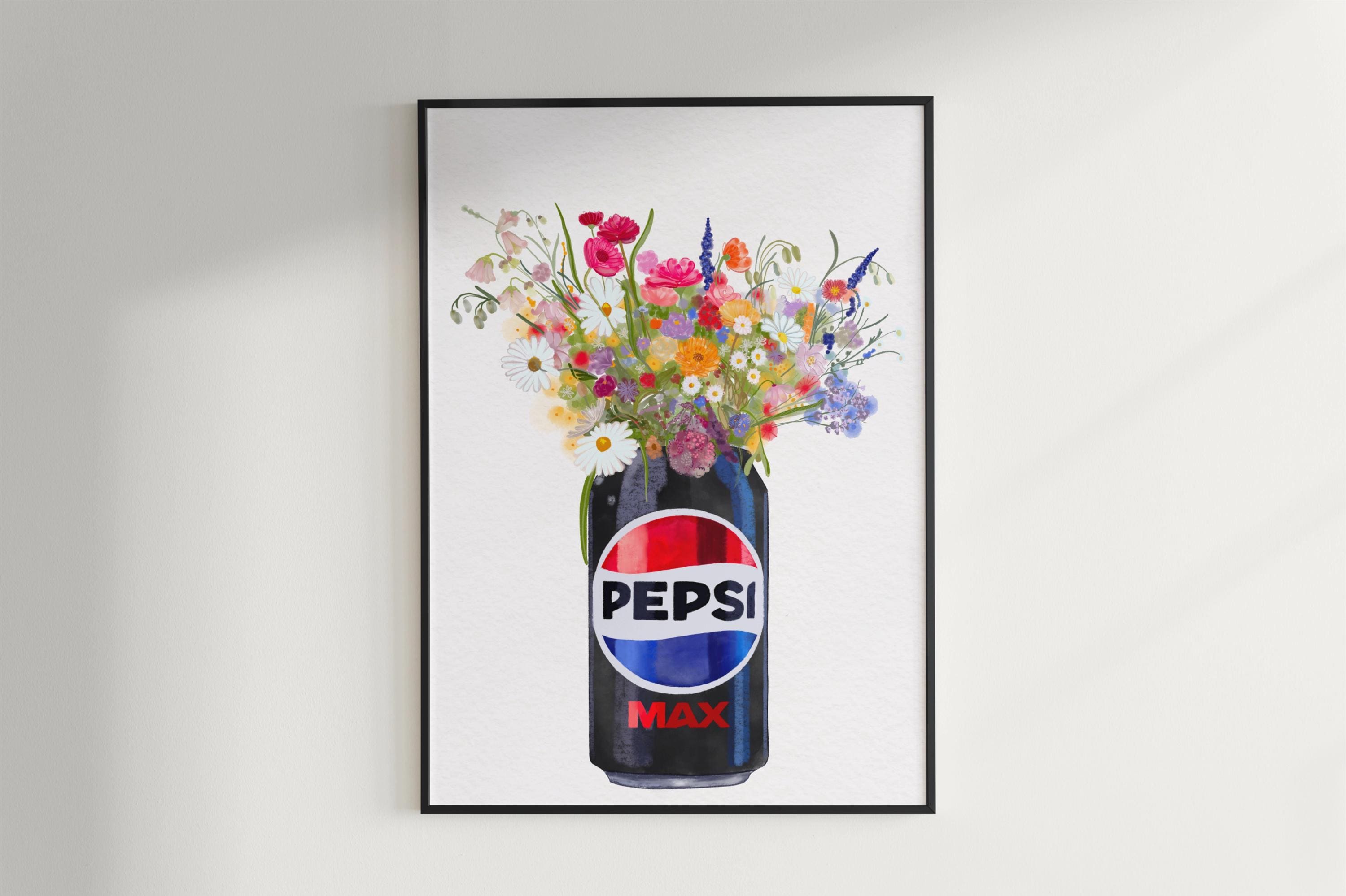 Pepsi Max Can Inspired Vase With Colourful Wildflowers Art Print