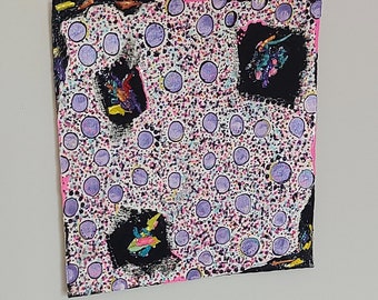 Small original intuitive abstract acrylic art, Remnants, paint skin art on fabriano card, mixed media acrylic dots and skins, sensory art