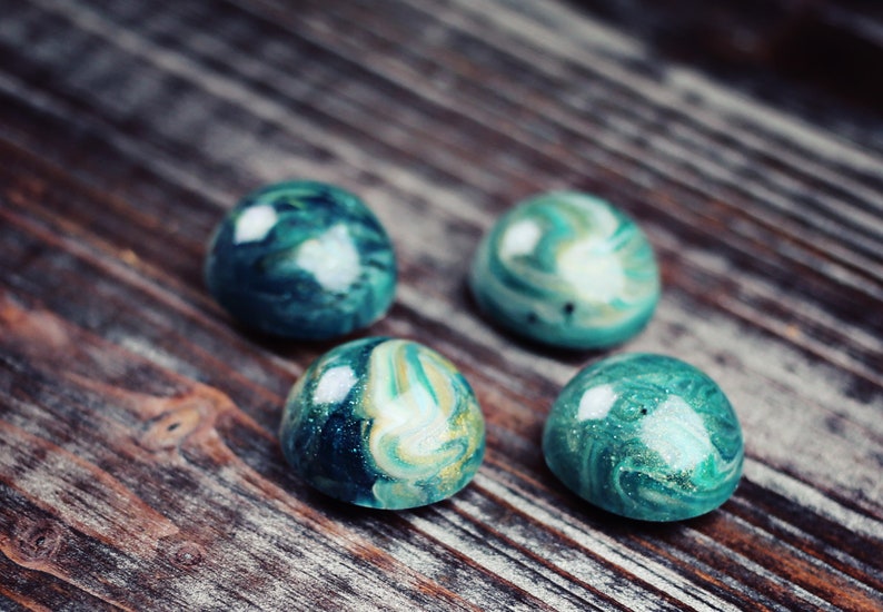 Abstract Art OOAK Gifts for Magnet Collectors Waterway Strong Magnets Small 1 Dome Magnets Mica Set of 4 Resin Art