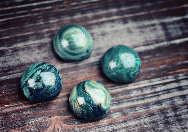 Abstract Art OOAK Gifts for Magnet Collectors Waterway Strong Magnets Small 1 Dome Magnets Mica Set of 4 Resin Art