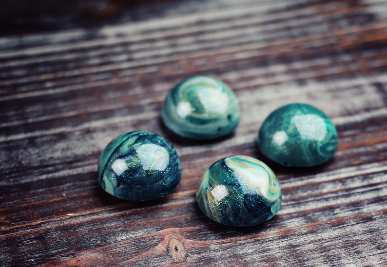 Abstract Art OOAK Gifts for Magnet Collectors Waterway Strong Magnets Small 1 Dome Magnets Mica Set of 4 Resin Art