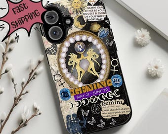 Gemini Zodiac Star Sign Tough Phone Case, iPhone 8 X 11 12 13 14 15 16 Pro Max Mini, G Pixel 5 6 7 8 9 XL, S Galaxy S20 S21 S22 S23 S24 S25