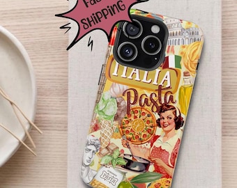 Italian Food & Culture Tough Phone Case, iPhone 8 X 11 12 13 14 15 16 17 Pro Max Mini, Pixel 6 7 8 9 10 XL, Galaxy S21 S22 S23 S24 S25 S26