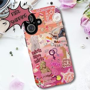 Aesthetic Lesbian Collage Tough Phone Case, iPhone 8 X 11 12 13 14 15 16 Pro Max Mini, Pixel 5 6 7 8 9 XL, S Galaxy S20 S21 S22 S23 S24 S25