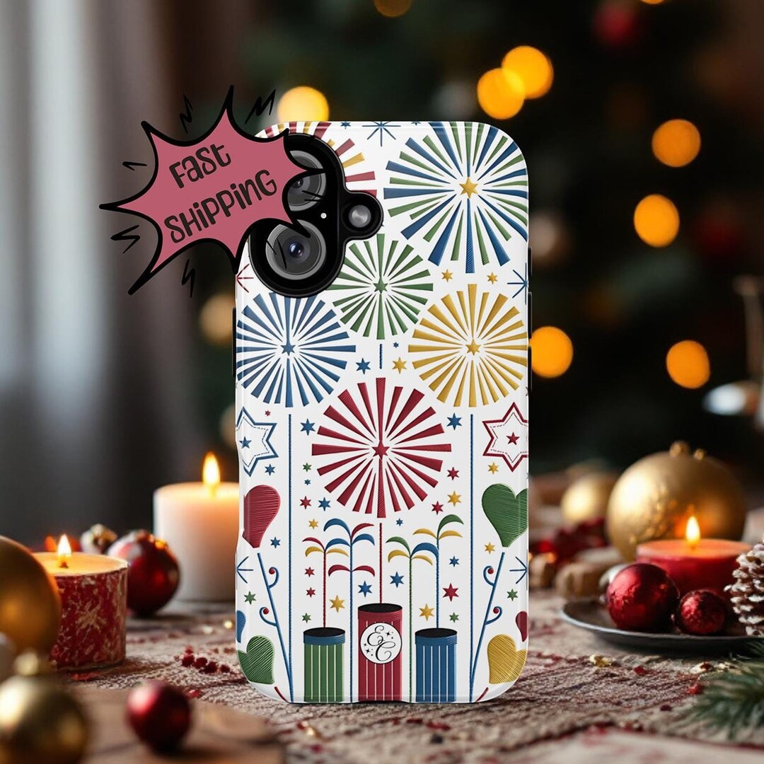 Colorful Fireworks and Stars Design Tough Phone Case, iPhone 8 X 11 12 ...