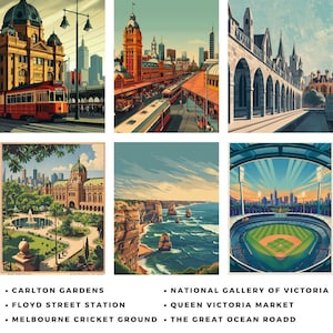 Melbourne Travel Prints Bundle | Set of 6 | Digital Download | Melbourne Wall Art | Australia Travel Print | Wall Art | High Resolution
