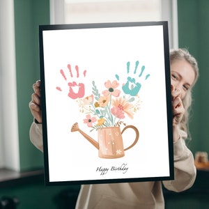 Homemade Handprint Flower Craft for Mom | Happy Birthday | Mother's Day Flower | Birthday & Mother's Day Gift Idea | Keepsake Gift DIY Card