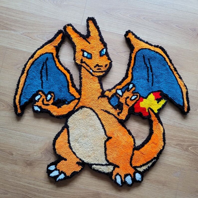Base Set Charizard Rug Charizard Pokémon Anime Rug, Pokemon Charizard Rug, Fire Type Pokemon ...