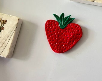 Mini Clay Strawberry Magnet