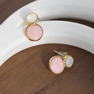 Pink Queen Conch Shell Earrings: Gold-Plated Sterling Silver Dangle