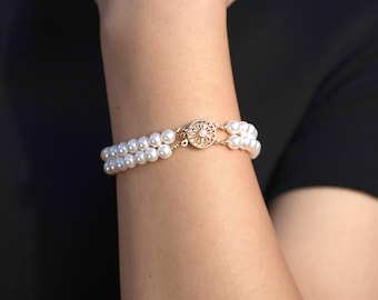 VNT クラシック ダブルストランド フェイクパール ブレスレット