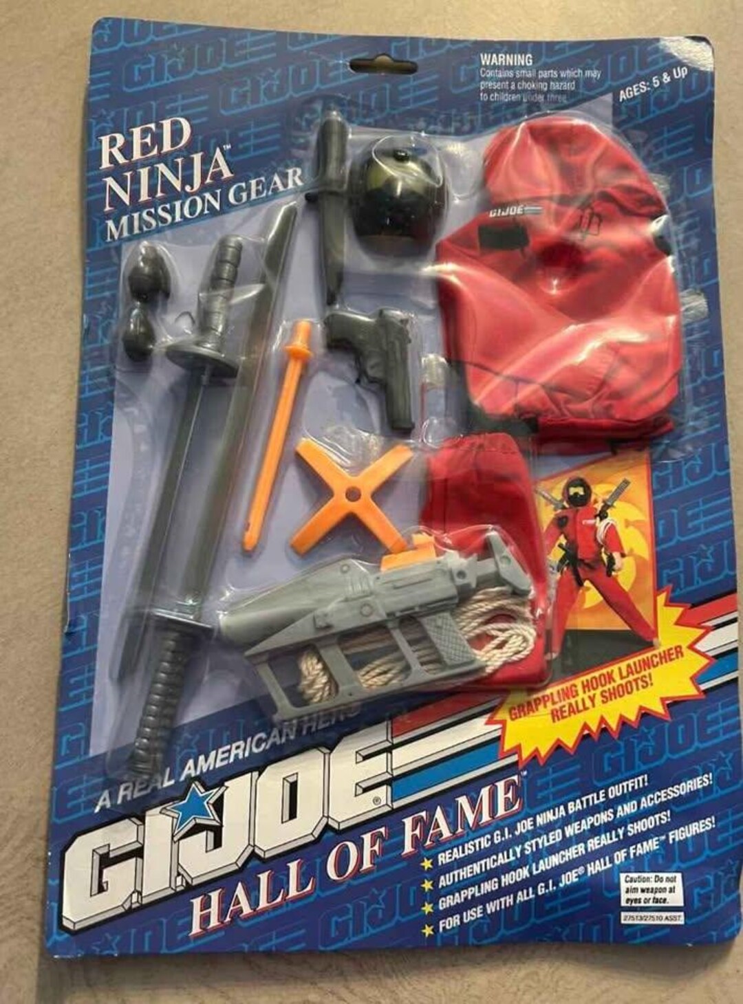G I Joe 1983 Red Ninja Mission Gear Uniform With Grapplen Hook